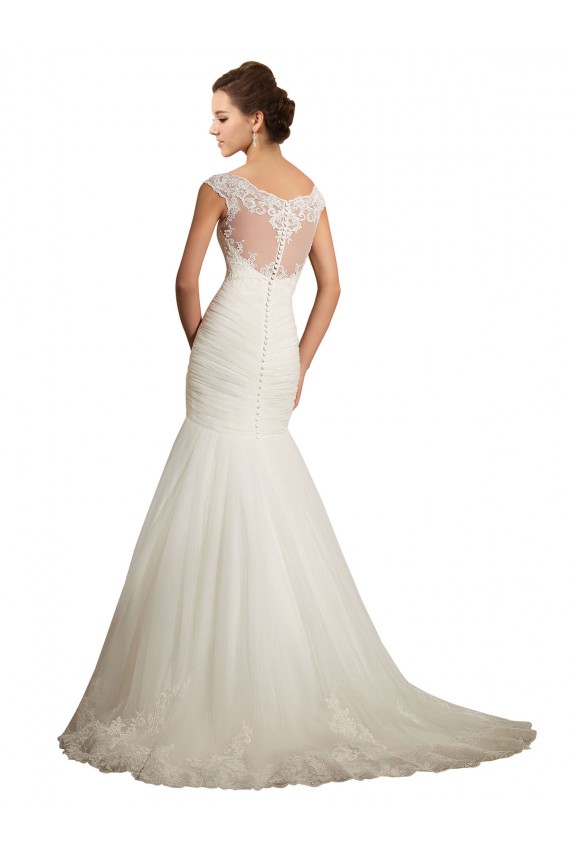 Avorio Stile sirena Barca Tulle Pizzo Abiti da sposa Basso Prezzo
