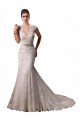 Avorio Stile sirena Capestro Scollatura a V Pizzo Abiti da sposa Basso Prezzo