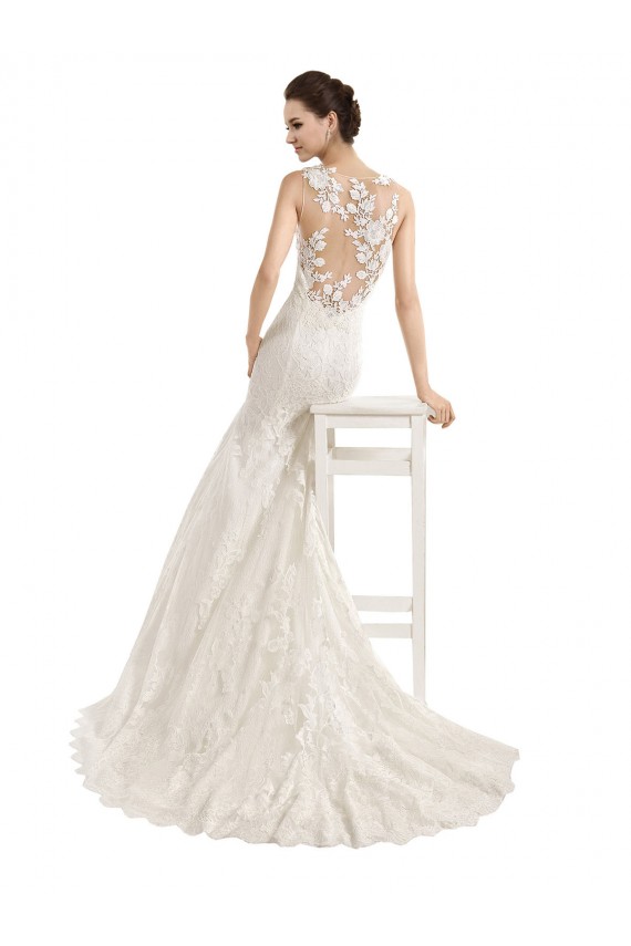 Avorio Stile sirena Illusione Pizzo Abiti da sposa Basso Prezzo