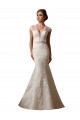 Avorio Stile sirena Illusione Scollatura a V Tulle Pizzo Abiti da sposa Basso Prezzo