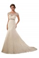Avorio Stile sirena Illusione Tulle Pizzo Abiti da sposa Basso Prezzo
