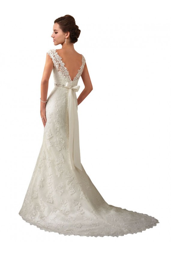 Avorio Stile sirena Illusione Tulle Pizzo Abiti da sposa Basso Prezzo