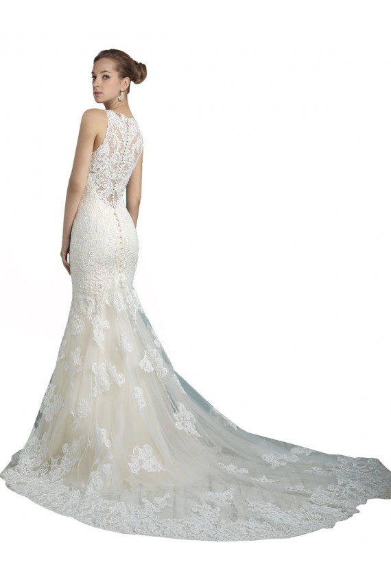 Avorio Stile sirena Illusione Tulle Spiaggia Abiti da sposa Basso Prezzo