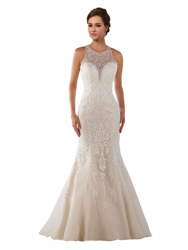 Avorio Stile sirena Innamorato Pizzo Abiti da sposa Basso Prezzo