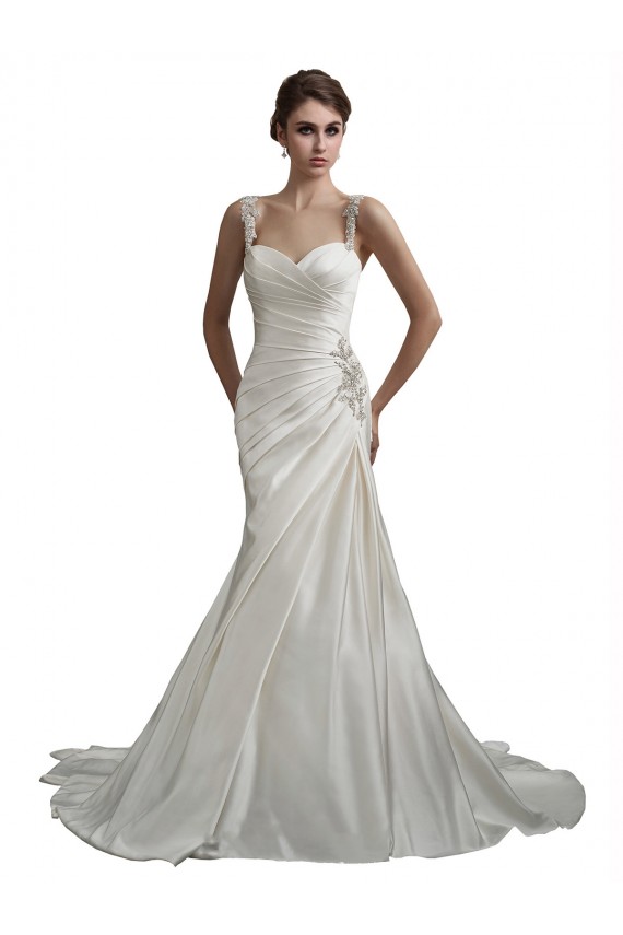 Avorio Stile sirena Innamorato Raso Spiaggia Abiti da sposa Basso Prezzo