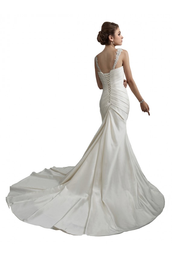 Avorio Stile sirena Innamorato Raso Spiaggia Abiti da sposa Basso Prezzo