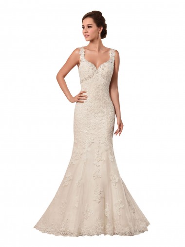 Avorio Stile sirena Innamorato Tulle Pizzo Abiti da sposa Basso Prezzo