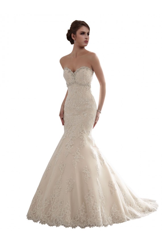 Avorio Stile sirena Innamorato Tulle Pizzo Classico Abiti da sposa Basso Prezzo