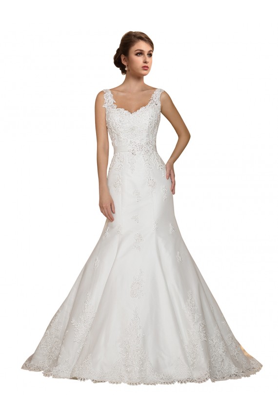 Avorio Stile sirena Scollatura a V Pizzo Abiti da sposa Basso Prezzo