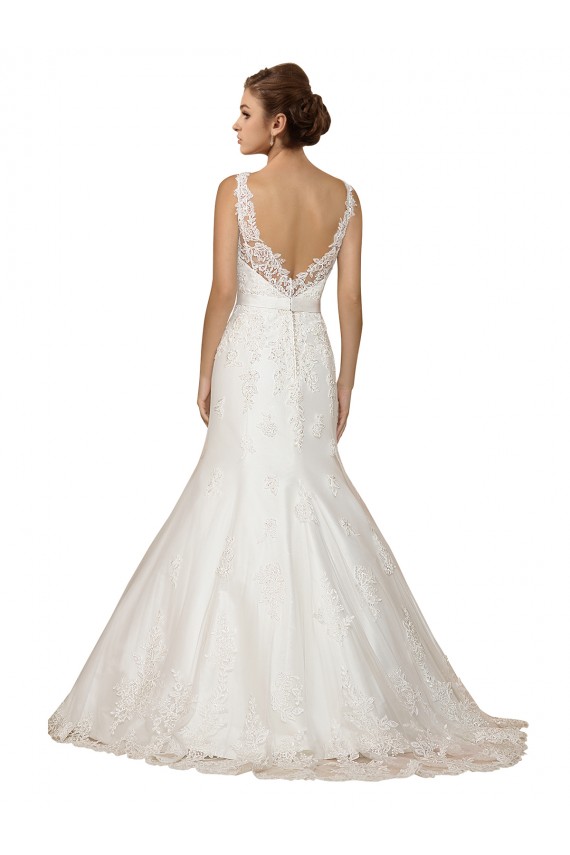 Avorio Stile sirena Scollatura a V Pizzo Abiti da sposa Basso Prezzo