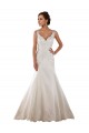 Avorio Stile sirena Scollatura a V Raso Classico Abiti da sposa Basso Prezzo
