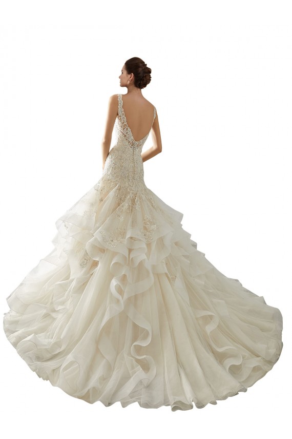 Avorio Stile sirena Scollatura a V Tulle Abiti da sposa Basso Prezzo