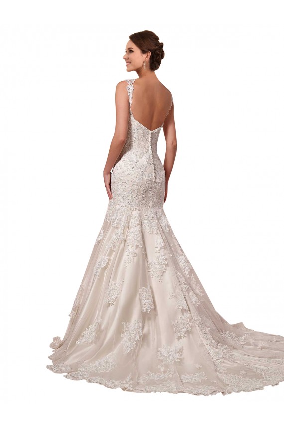 Avorio Stile sirena Scollatura a V Tulle Pizzo Abiti da sposa Basso Prezzo
