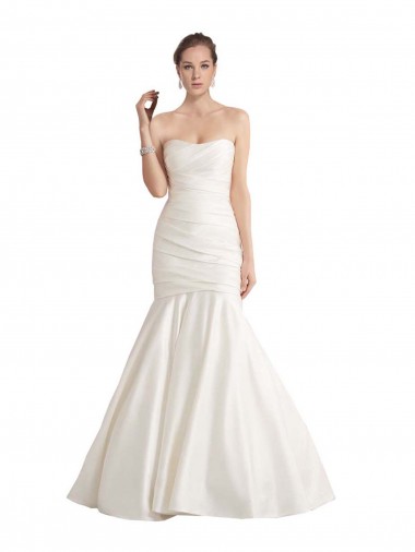 Avorio Stile sirena Senza spalline Raso Spiaggia Abiti da sposa Basso Prezzo