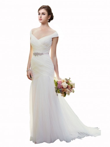 Avorio Stile sirena Tulle Spiaggia Abiti da sposa Basso Prezzo