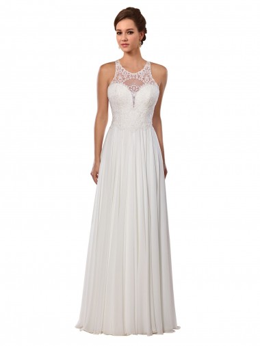 Avorio Tubino Illusione Chiffona Abiti da sposa Basso Prezzo