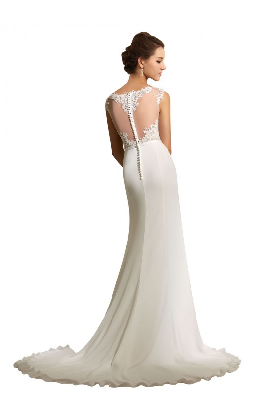 Avorio Tubino Illusione Chiffona Pizzo Abiti da sposa Basso Prezzo