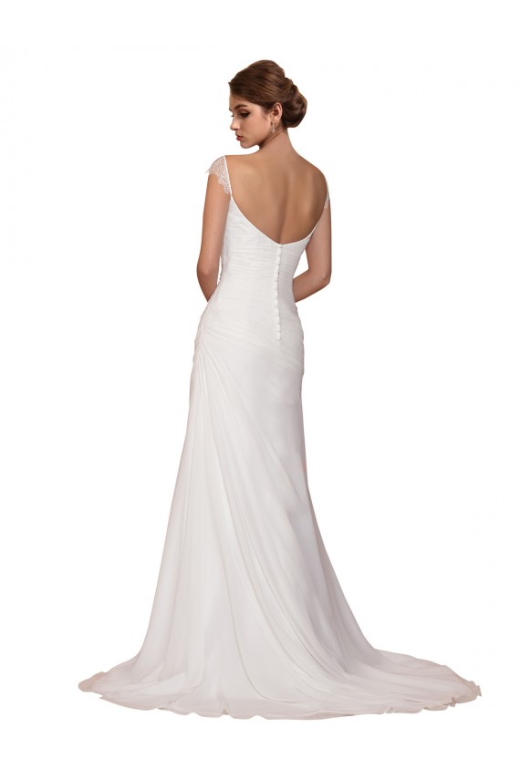 Avorio Tubino Scollatura a V Chiffona Abiti da sposa Basso Prezzo