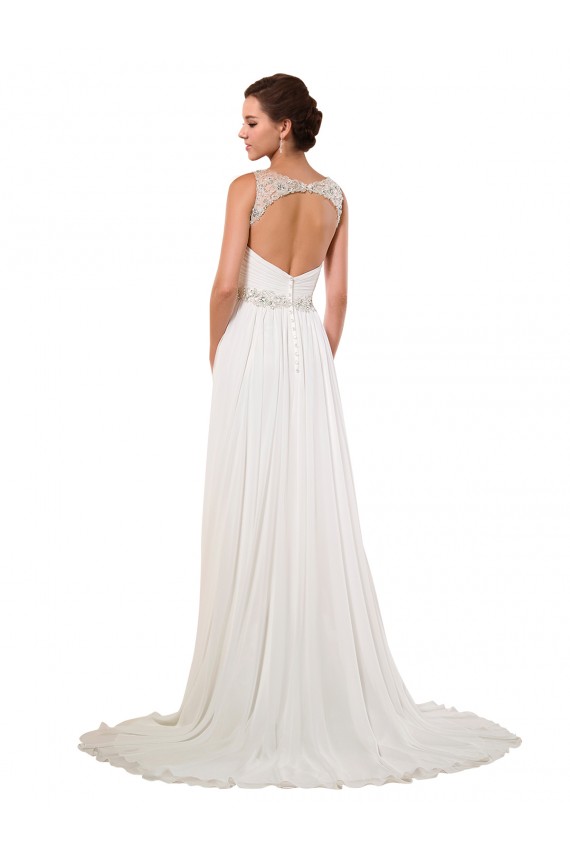 Avorio Tubino Scollatura a V Chiffona Classico Abiti da sposa Basso Prezzo