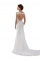 Avorio Tubino Scollatura a V Pizzo Crespo Elastico Abiti da sposa Basso Prezzo