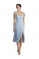 Azzurro cielo Linea A Innamorato Midi Crespo Elastico Corto Abiti da damigella donore / Abiti da ballo / Abiti da cocktail Basso Prezzo
