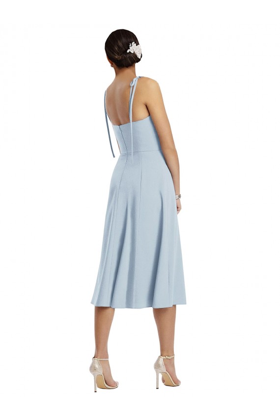 Azzurro cielo Linea A Innamorato Midi Crespo Elastico Corto Abiti da damigella donore / Abiti da ballo / Abiti da cocktail Basso Prezzo