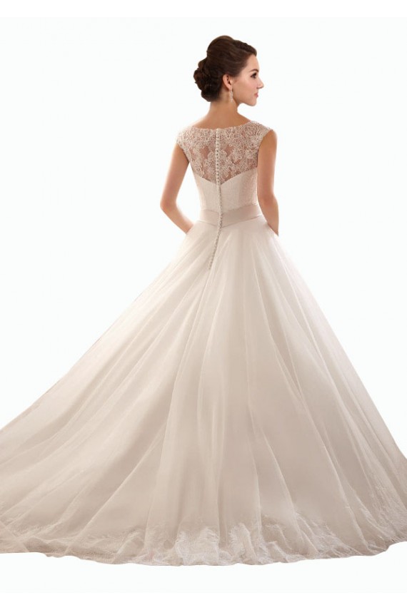 Bianco Abito da ballo Tulle Pizzo Abiti da sposa Basso Prezzo