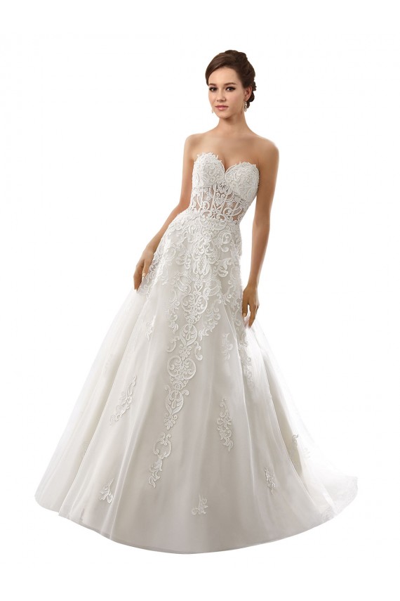Bianco Linea A Innamorato Tulle Pizzo Abiti da sposa Basso Prezzo