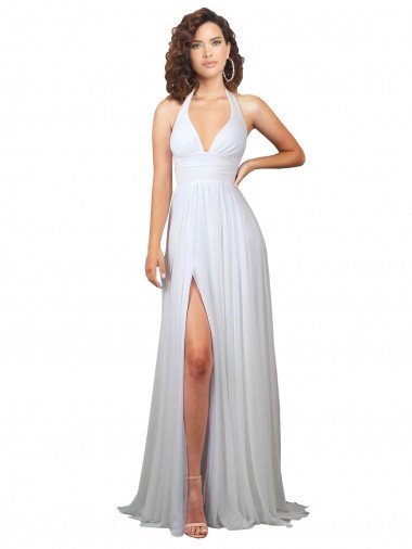 Bianco Linea A Scollatura a V Sweep treno Chiffona Semplice Spiaggia Abiti da sposa Basso Prezzo
