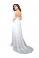 Bianco Linea A Scollatura a V Sweep treno Chiffona Semplice Spiaggia Abiti da sposa Basso Prezzo