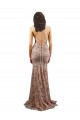 Oro rosa Stile sirena Alto Collo Crespo Elastico Paillettes Tulle Lunga Formali Abiti da damigella donore / Abiti da sera / Abiti da ballo Basso Prezzo
