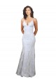 Bianco Stile sirena Alto Collo Crespo Elastico Paillettes Tulle Lunga Formali Abiti da damigella donore / Abiti da sera / Abiti da ballo Basso Prezzo