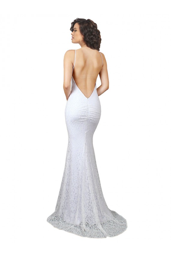Bianco Stile sirena Alto Collo Sweep treno Pizzo Abiti da sposa Basso Prezzo