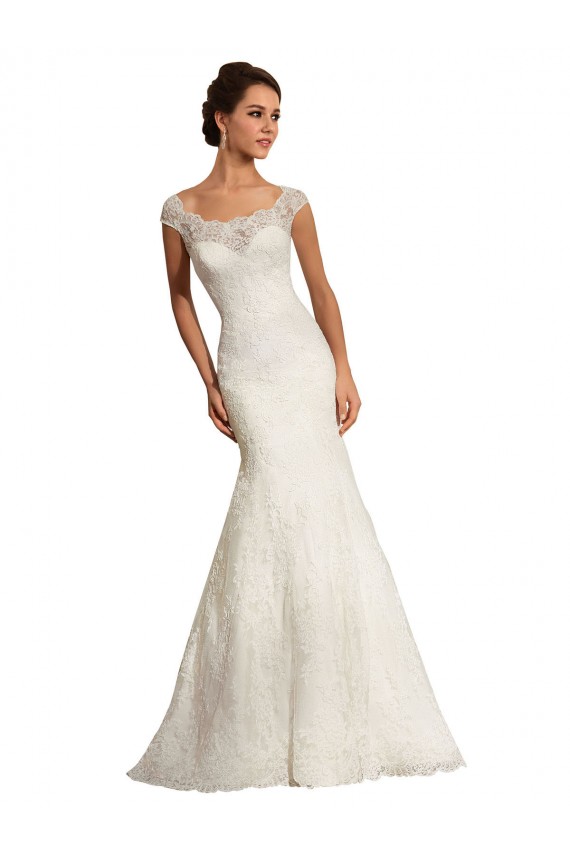 Bianco Stile sirena Barca Pizzo Abiti da sposa Basso Prezzo