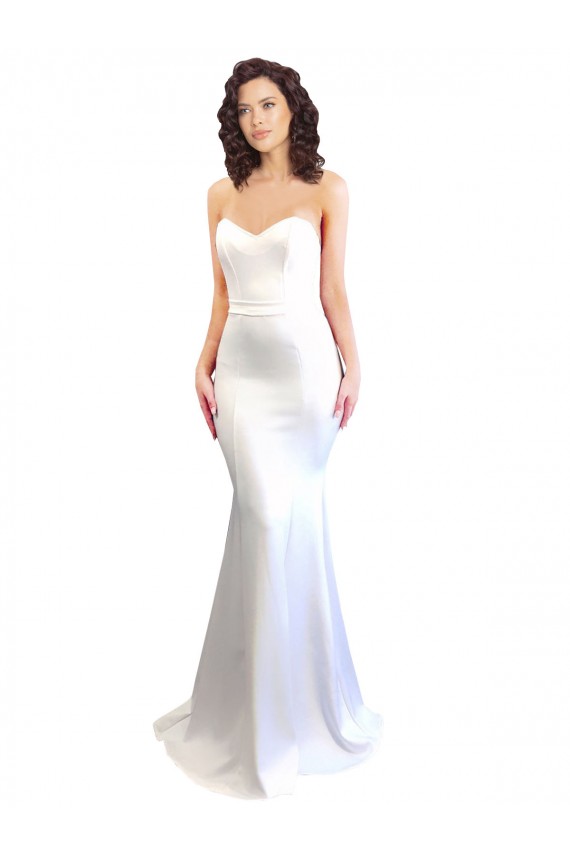 Bianco Stile sirena Innamorato Alto Collo Crespo Elastico Lunga Formali Abiti da damigella donore / Abiti da sera / Abiti da ballo Basso Prezzo
