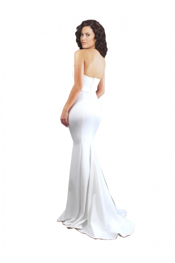 Bianco Stile sirena Innamorato Alto Collo Crespo Elastico Lunga Formali Abiti da damigella donore / Abiti da sera / Abiti da ballo Basso Prezzo