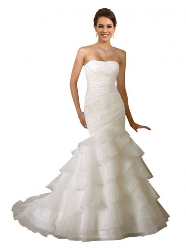Bianco Stile sirena Innamorato Tulle Abiti da sposa Basso Prezzo