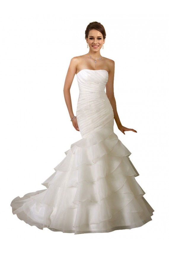 Bianco Stile sirena Innamorato Tulle Abiti da sposa Basso Prezzo