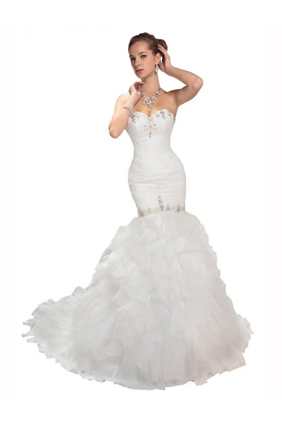 Bianco Stile sirena Innamorato Tulle Abiti da sposa Basso Prezzo