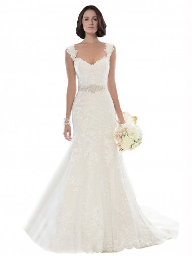 Bianco Stile sirena Pizzo Spiaggia Abiti da sposa Basso Prezzo