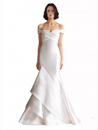 Bianco Stile sirena Raso Spiaggia Abiti da sposa Basso Prezzo