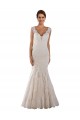 Bianco Stile sirena Scollatura a V Pizzo Abiti da sposa Basso Prezzo