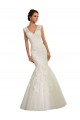 Bianco Stile sirena Scollatura a V Tulle Pizzo Abiti da sposa Basso Prezzo