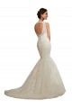 Bianco Stile sirena Scollatura a V Tulle Pizzo Abiti da sposa Basso Prezzo