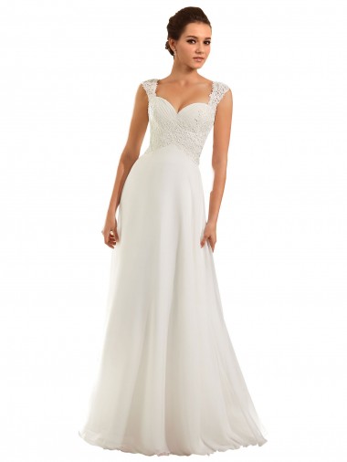 Bianco Tubino Innamorato Chiffona Pizzo Abiti da sposa Basso Prezzo