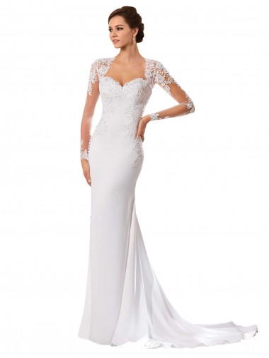 Bianco Tubino Innamorato Chiffona Pizzo Abiti da sposa Basso Prezzo