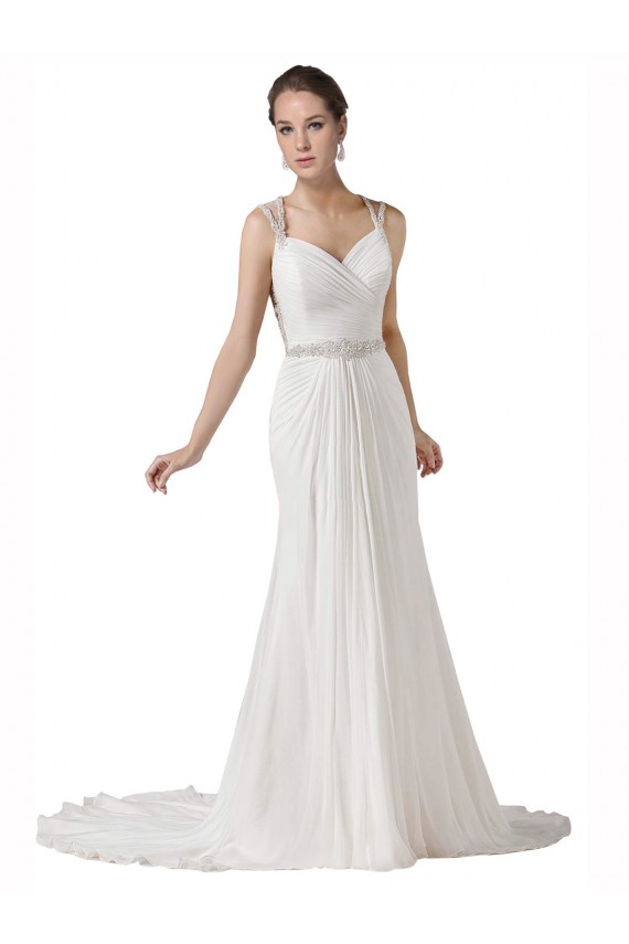 Bianco Tubino Innamorato Chiffona Spiaggia Abiti da sposa Basso Prezzo