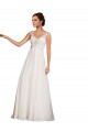 Bianco Tubino Scollatura a V Chiffona Pizzo Abiti da sposa Basso Prezzo