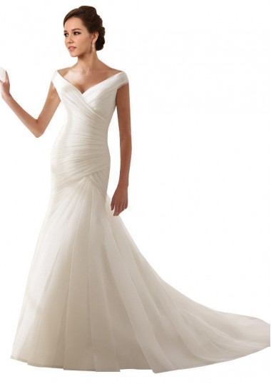 Bianco Tubino Tulle Abiti da sposa Basso Prezzo