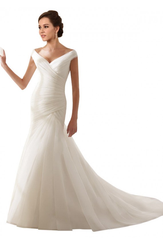 Bianco Tubino Tulle Abiti da sposa Basso Prezzo